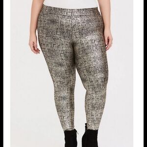 Torrid Size 1 Metallic Gold Leggings PREMIUM LEGGING - METALLIC FOIL CROSSHATCH